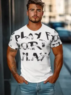 T-shirt męski biały O/MPO3471^Ozonee Hot