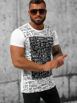 T-shirt męski biały O/P1267^Ozonee Hot