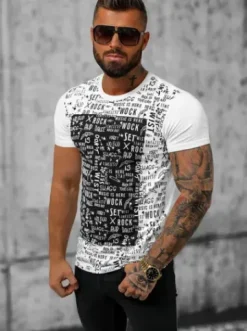 T-shirt męski biały O/P1267^Ozonee Hot