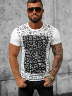 T-shirt męski biały O/P1267^Ozonee Hot