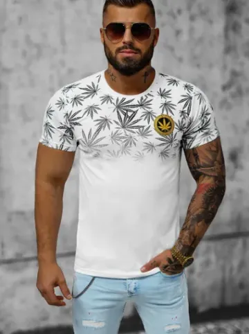 T-Shirt męski biały O/P1108^Ozonee Fashion