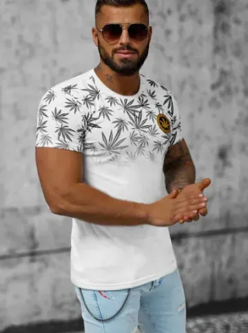 T-Shirt męski biały O/P1108^Ozonee Fashion