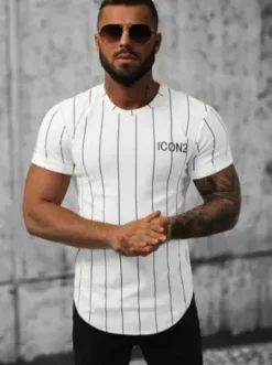T-shirt męski biały O/P1163^Ozonee Outlet