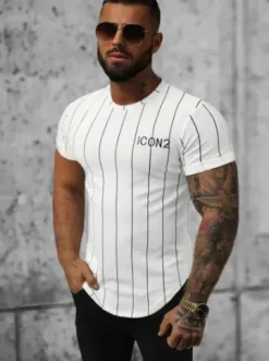T-shirt męski biały O/P1163^Ozonee Outlet