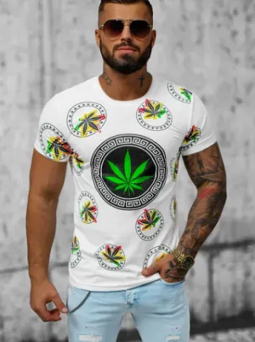 T-shirt męski biały O/P1116^Ozonee Discount