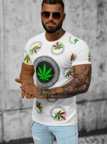 T-shirt męski biały O/P1116^Ozonee Discount