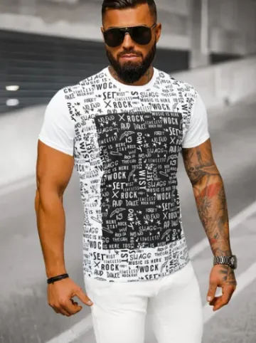 T-shirt męski biały O/P1289Z^Ozonee Sale