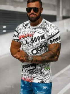 T-shirt męski biały O/T1267/1^Ozonee Discount