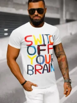 T-shirt męski biały O/T7578^Ozonee Hot