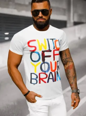 T-shirt męski biały O/T7578^Ozonee Hot