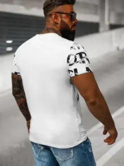 T-shirt męski biały O/T7283^Ozonee Fashion