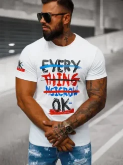 T-shirt męski biały O/8T1280/1^Ozonee Best