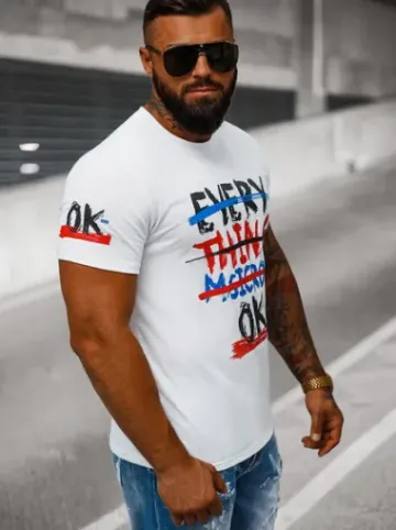 T-shirt męski biały O/8T1280/1^Ozonee Best