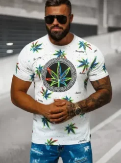 T-shirt męski biały O/8T1266/1^Ozonee New