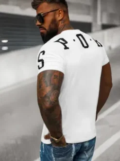 T-shirt męski biały O/8T1263/1^Ozonee Hot