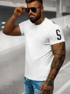 T-shirt męski biały O/8T1263/1^Ozonee Hot