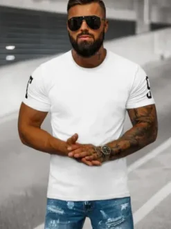 T-shirt męski biały O/8T1263/1^Ozonee Hot