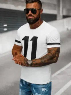 T-shirt męski biały O/8T1260/1^Ozonee Sale