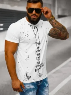 T-shirt męski biały O/8T1265/1^Ozonee New