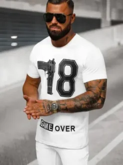 T-shirt męski biały O/8T1275/1^Ozonee Discount