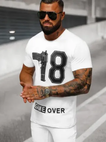 T-shirt męski biały O/8T1275/1^Ozonee Discount
