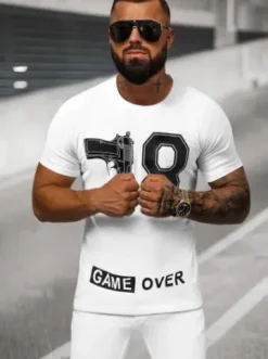 T-shirt męski biały O/8T1275/1^Ozonee Discount