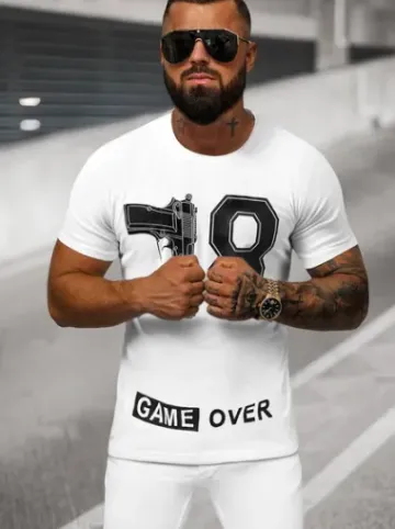 T-shirt męski biały O/8T1275/1^Ozonee Discount