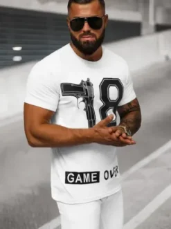 T-shirt męski biały O/8T1275/1^Ozonee Discount