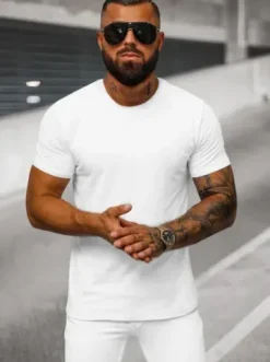 T-shirt męski biały O/T1268/1^Ozonee Fashion