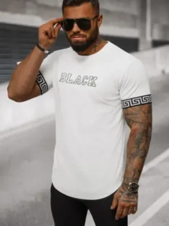T-shirt męski biały O/T6482^Ozonee Online