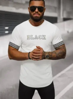 T-shirt męski biały O/T6482^Ozonee Online