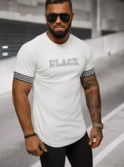 T-shirt męski biały O/T6482^Ozonee Online