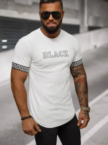 T-shirt męski biały O/T6482^Ozonee Online