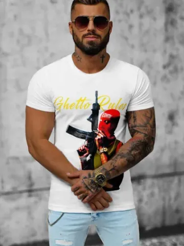 T-shirt męski biały O/T7579^Ozonee Outlet