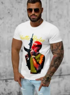 T-shirt męski biały O/T7579^Ozonee Outlet