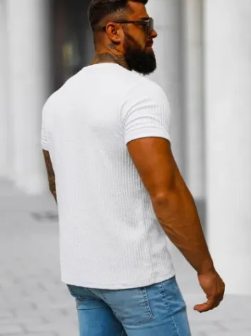 T-shirt męski biały O/7766T^Ozonee Outlet