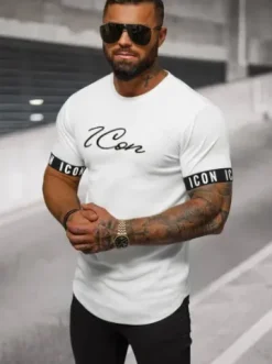 T-shirt męski biały O/T137/1Z^Ozonee Online
