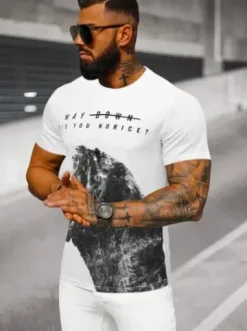 T-shirt męski biały O/T125/1Z^Ozonee Online