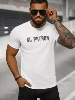 T-shirt męski biały O/T127/1Z^Ozonee Fashion
