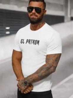 T-shirt męski biały O/T127/1Z^Ozonee Fashion