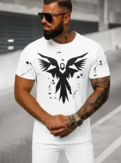 T-shirt męski biały O/T136/1Z^Ozonee New