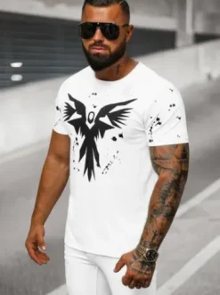 T-shirt męski biały O/T136/1Z^Ozonee New