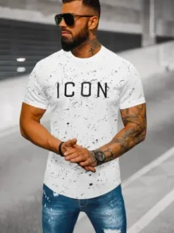 T-shirt męski biały O/T128/1Z^Ozonee Online