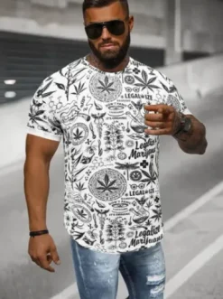 T-shirt męski biały O/T139/1Z^Ozonee Fashion