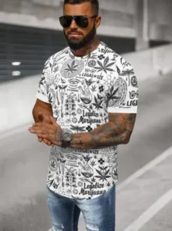 T-shirt męski biały O/T139/1Z^Ozonee Fashion