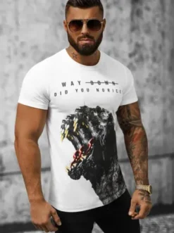 T-shirt męski biały O/T129/1Z^Ozonee Best