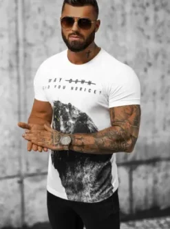T-shirt męski biały O/T129/1Z^Ozonee Best