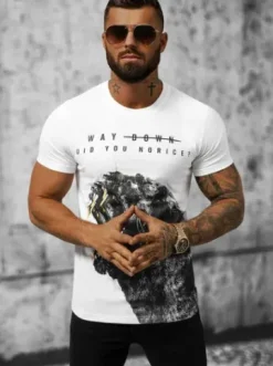 T-shirt męski biały O/T129/1Z^Ozonee Best