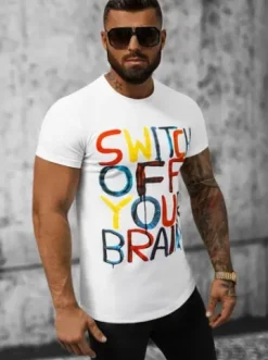 T-shirt męski biały O/T127/1Z^Ozonee Outlet