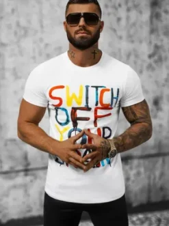 T-shirt męski biały O/T127/1Z^Ozonee Outlet